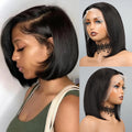 Straight Human Hair Wigs With Bangs Fringe Middle Part Bob Lace Wigs Realistic Scalp Brazilian Straight Bob Lace Wigs With Bangs