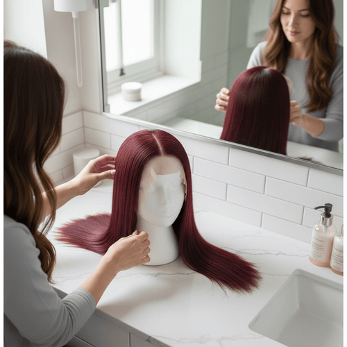 Red Straight Lace Front Wig - Brazilian Remy Hair - Radiant Roots