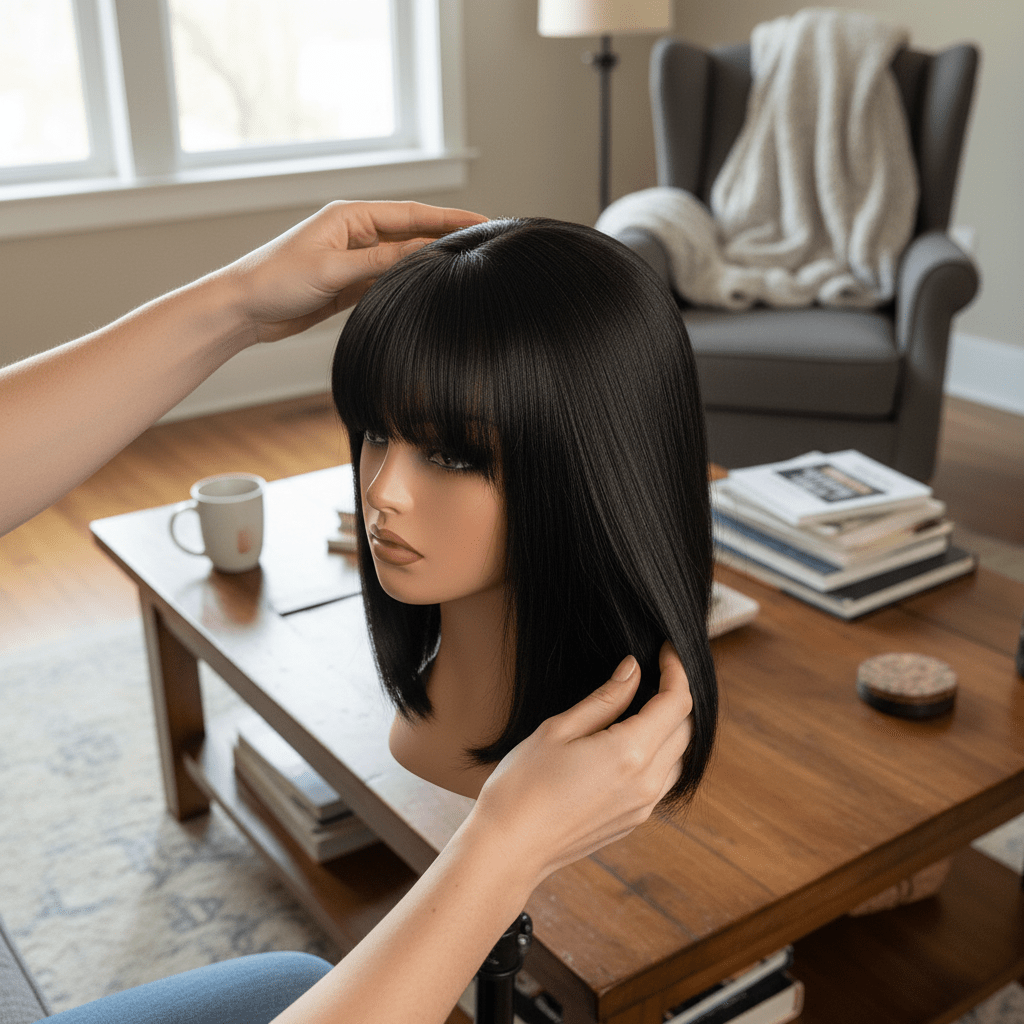 Straight Bob Wig with Bangs - 100% Human Hair - Radiant Roots